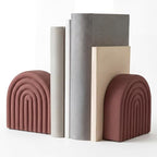 Brown 2 Pcs Boho Arch Concrete Bookends for Shelves, Rainbow by Unknown