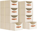 Homsorout Stackable Storage Drawers - Collapsible Storage Bins with Drawers, 8 Pack Closet Shelf Organizer Basket, Fabric Pull Out Organizer for Bedroom, Living Room, Dorm, Beige by Homsorout