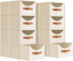 Homsorout Stackable Storage Drawers - Collapsible Storage Bins with Drawers, 8 Pack Closet Shelf Organizer Basket, Fabric Pull Out Organizer for Bedroom, Living Room, Dorm, Beige by Homsorout