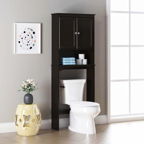 Spirich Over Toilet Storage Cabinet with Doors, Espresso Bathroom Organizer - Image 3