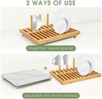 Sofort Bamboo Dish Drying Rack with Absorbent Stone Dish Drying Mat - Image 2