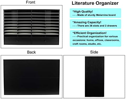 PAG-Mass Mail Sorter Organizer, Wood Literature Organizer, Student Mailbox for Classroom, Desktop Bill Paper Organizer for Office Home School, 38 Compartments, Black&White - Image 3