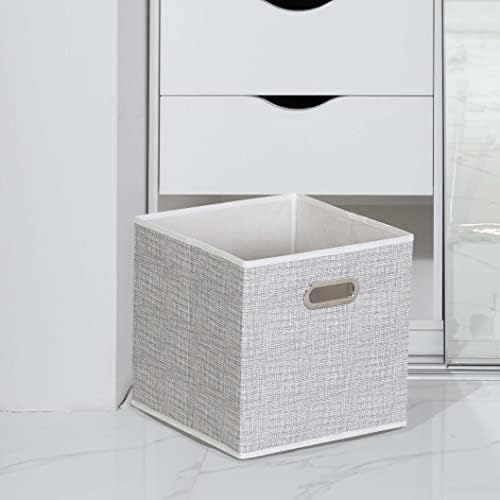 Household Essentials White Mix Set of 6 Open Fabric Cube Storage Bins, 11 x 11 - Image 2