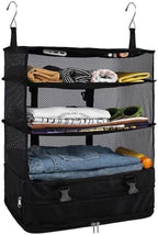 Surblue Hanging Closet Storage Bag Collapsible 3-Shelf Washable Oxford Fabric with 2 Hooks (XL 17.71 * 11.81 * 20in, Black) by SURBLUE