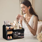 HBlife Cologne Organizer for Men Makeup Organizer with Brush Holder for Vanity, Large Plastic Bathroom Countertop Organizer Skin Care Storage, Fathers Day Gift for Dad Husband, Black - Image 6