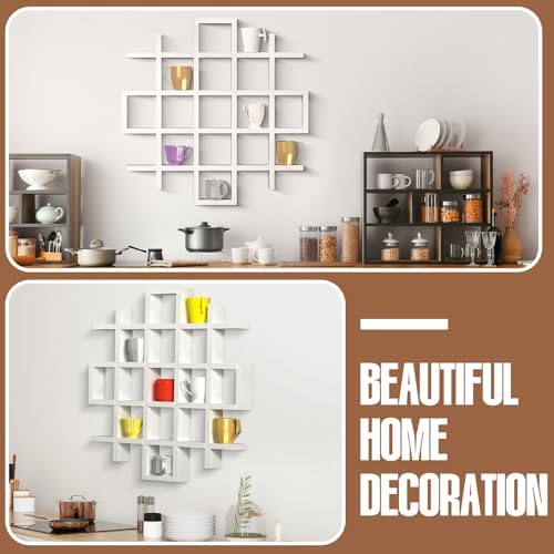 Suzile Mug Display Shelf Wall Mounted,Grid Size 5.1x5.1x3in,White - Image 6
