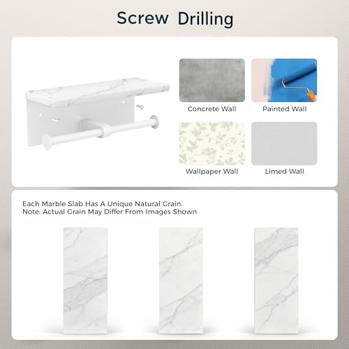 FORIOUS Double Marble Toilet Paper Holder with Phone Shelf, Commercial - Image 6