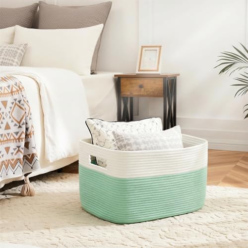 Artfeel Blanket Basket,Rectangle Woven Baskets for Storage,100L Laundry Basket for Decorative Nursery Blanket,Toys,Dirty Clothes and Magazine in Shelves,Baby Room,and Living Room - Image 2