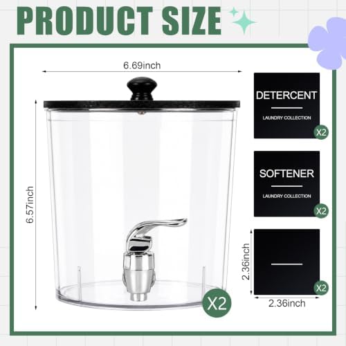 2 Pack Laundry Detergent Dispenser 128 oz / 3.5 L for Laundry Room, Round - Image 2