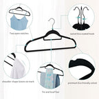 Black Velvet Hangers 30 Pack - Non Slip Clothes Hangers, Ultra Slim Hangers, Space Saving Swivel Black Hook, Suit, Top, Tie, Shirt, Skirt & Pant Felt Hangers, Black Hangers - Image 7