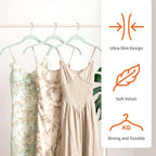 Sishynio Velvet Hangers 30 Pack, Non-Slip Slim Felt Clothes Hangers Green - Image 4