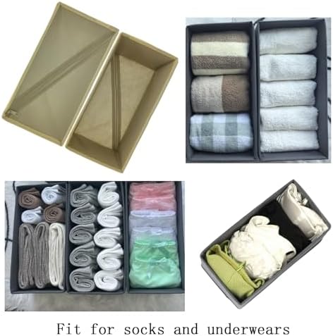 Bructhun Sock Drawer Organizer 9 Pack - Collapsible Fabric Storage Bins for Underwear Divider, Small Closet Organizers with 9 Compartments, Khaki - Image 5