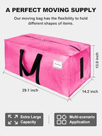 HOMESURE Supports 200lbs Heavy Duty Moving Bags - Strong Zipper & Wrap-Around Handles - Water-Resistant Storage Totes, Durable Alternative to Moving Boxes - 40 Pack - Pink - Image 5