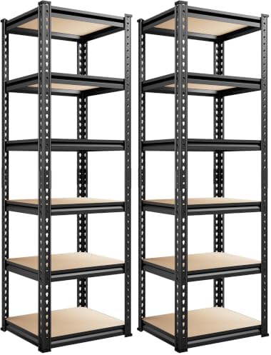 REIBII Storage Shelves for Pantry, Kitchen, 6 Tier Garage Shelving (Pack of 2) by REIBII