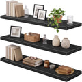 QEEIG 12" Deep Floating Shelves for Wall (Black, Set of 3, 47.2" x 12") by QEEIG