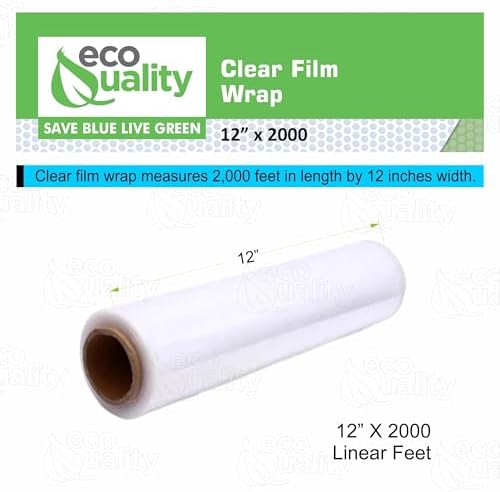 12 Inch x 2000 Feet Plastic Film Roll – Clear Food Wrap Roll Commercial Plastic Wrap Film Cutter Box Food Service Packaging Wrap for Restaurants, Kitchen, Travel, Catering, Party and Events (1) - Image 4