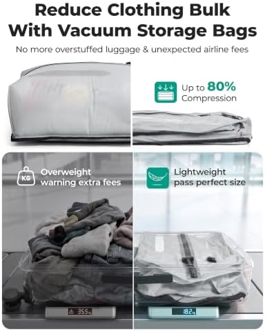 BAGSMART 2 Pack Travel Vacuum Storage Bags with Electric Pump, Black - Image 5