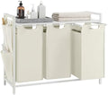 VASAGLE Laundry Hamper with Shelf, 3 Pull-Out Bags, 3 x 10.6 Gallons (40 L) by VASAGLEbySONGMICSHOME
