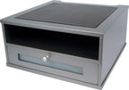 Victor Monitor Riser with Drawer and Storage Shelf - Wood Monitor Stand Desk Organizer with Faux Leather Top, Organize Office Supplies, 13 x 13 x 6.5-Inches, Classic Silver - Image 3