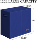 Simple Houseware Double Laundry Hamper with Lid & Removable Bags, Dark Blue - Image 2