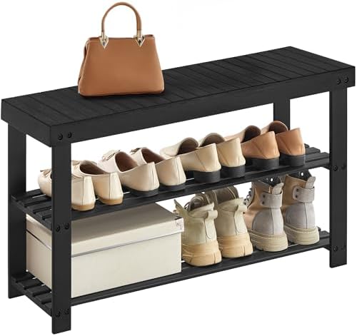 SONGMICS Shoe Rack Bench, 3-Tier Bamboo Entryway Bench, 35.2 Inches Width by SONGMICSbySONGMICSHOME