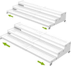 Jojocross Spice Rack Organizer for Cabinet, 3 Tier Expandable Shelf, Great for Kitchen Cabinets, Cupboard,Pantry and More,Metal Plate with Hole (2 Packs/White,9.45" D x 12.8"~24“L x 3.56" H) by JOJOCROSSHIGHQUALITYLIFE
