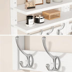 YMYNY Double Shelf Coat Rack Wall Mount with 8 Hooks, White HWS009W-2 - Image 4