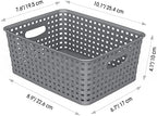 WYT 12-Pack Plastic Small Shelf Storage Weave Baskets for Organizing, Grey - Image 2