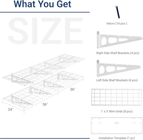 FLEXIMOUNTS 4-Pack 2x3ft Garage Shelving, 24"x72" Storage Shelves, White - Image 3