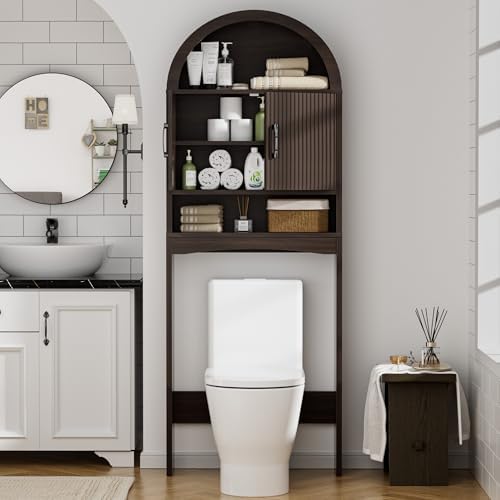 Spurgehom Arch Over The Toilet Storage Cabinet,Bathroom Organizer, Coffee - Image 3
