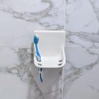 Ceramic Toothbrush Holders for Bathrooms Over Tile Wall Mount Flat Back Tumbler Toothpaste Tooth Brush Paste Shower (Stone Matte) - Image 2