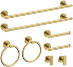 USHOWER 8PCS Light Gold Bathroom Hardware Set, 24-Inch Towel Bar Set by USHOWER