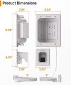 Perlegear in Wall Cable Management Kit, USB & Type C PortsTV Cord Hider & Cable Hider, Wire Hider with Recessed Power, Includes Drill Template, Dust Bag, Drywall Saw, Extension Cable - Image 2