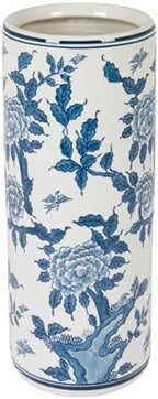 Creative Co-Op Blue and White Ceramic Umbrella Stand by Unknown