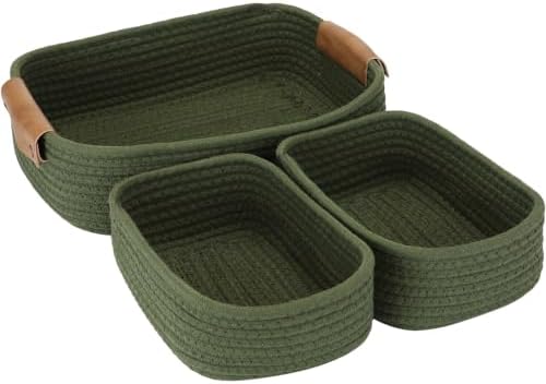 Sea Team Nesting Rectangular Woven Cotton Rope Storage Basket, 3-Pack by SeaTeam