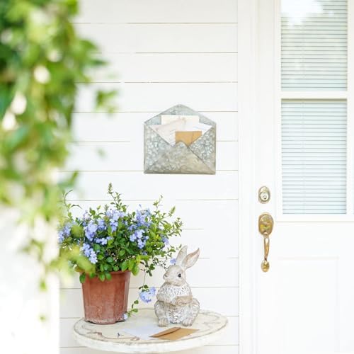 SOFFEE DESIGN Galvanized Mail Organizer - Wall Mount Metal Mail Holder - Envelope Shape Mail Holder for Wall - Paper Letter Magazine Storage - Home and Office Wall Decor - Hanging Letter Basket - Image 2