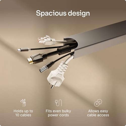 Desktronic Magnetic Cable Management Tray — No Drill Under Desk Cord Organizer, Holds 10 Cables, Reinforced Steel Cable Holder for Home Office, Gaming Setup & Sit-Stand Desks - Image 4