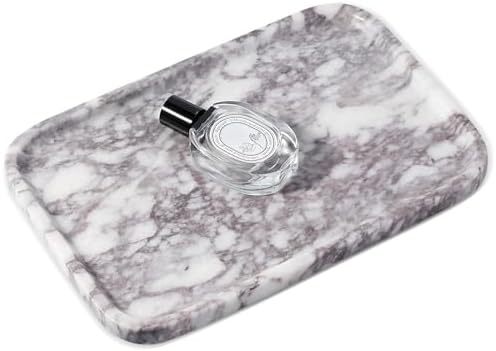 Karibiber Luxury Marble Vanity Tray, Bathroom Tray Countertop, Calacatta Marble/Stone, Home Decorative Dresser Organizer, Storage for Kitchen Sink, Perfume Jewelry Holder(Purple&White) by Karibiber
