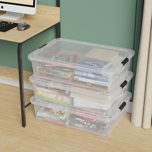 50 Quart Clear Plastic Underbed Storage Bin with Wheels, 3 Pack - Image 7