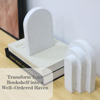 Decorative Book Ends for Shelves - Boho Aesthetic Bookends Decor - Heavy Duty Travertine Book Stopper Holder for Home Office Desk Coffee Table, Gifts for Book Lovers (White) - Image 6