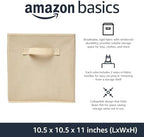Amazon Basics Collapsible Fabric Storage Cubes Organizer with Handles, Sturdy Storage Bins for Organization, 10.5" x 10.5" x 11", Beige, 6 Count (Pack of 5) - Image 2
