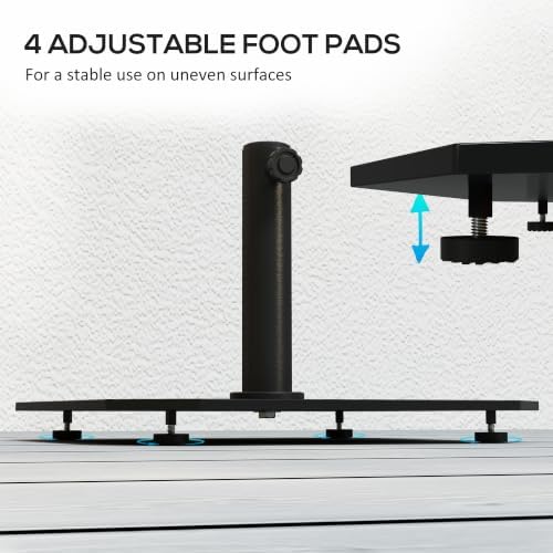Outsunny Square Patio Umbrella Base, 41 lbs for 1.3"/1.5"/1.9" Poles, Black - Image 6