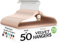 Techzoo 50 Pack New Premium Quality Velvet Hangers Ultra Thin Non Slip Adult Felt Space Saving Hangers for Closet Heavy Duty Coat Pants Jackets Dress Hangers 360° Swivel Hook Hold Upto 10lbs Rose Gold by TECHZOO