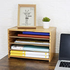 WKWKER File Organizer with 3 Adjustable Shelves Bamboo Document Letter Tray Paper File Sorter for Desktop Office Home Study Workstation Desk Storage Rack (Natural) - Image 3