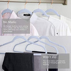 MIZGI Velvet Hangers 50 Pack Non Slip Heavy Duty Light Blue Rose Gold Hooks - Image 4