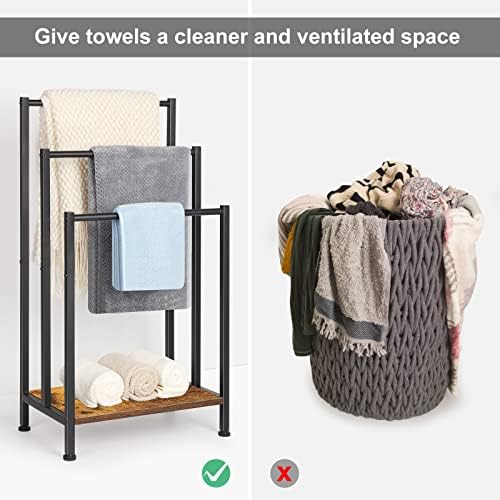 Towel Rack Freestanding, Blanket Rack Stand with Wooden Storage - Image 6