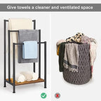 Towel Rack Freestanding, Blanket Rack Stand with Wooden Storage - Image 6