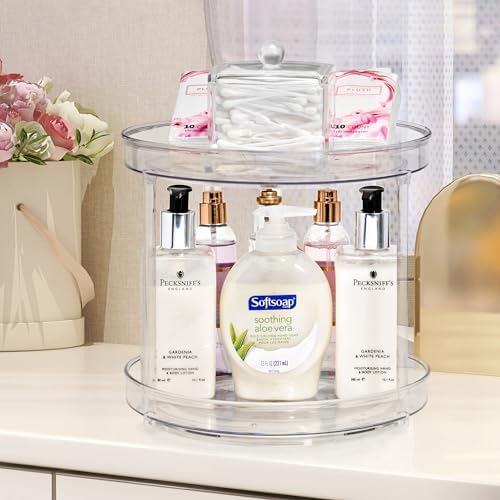 Sorbus Lazy Susan Organizer, Clear Turntable Organizer (Tall + 2 Tiered) - Image 3