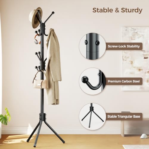 HYSEYY Coat Rack Freestanding,Metal Coat Tree for Entryway with 12 Hooks - Image 5