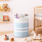 Large Laundry Basket, Laundry Hamper with Leather Handles, 90L Woven Dirty Clothes Hamper, Rope Hampers for Bedroom, Barthroom, Blue - Image 6